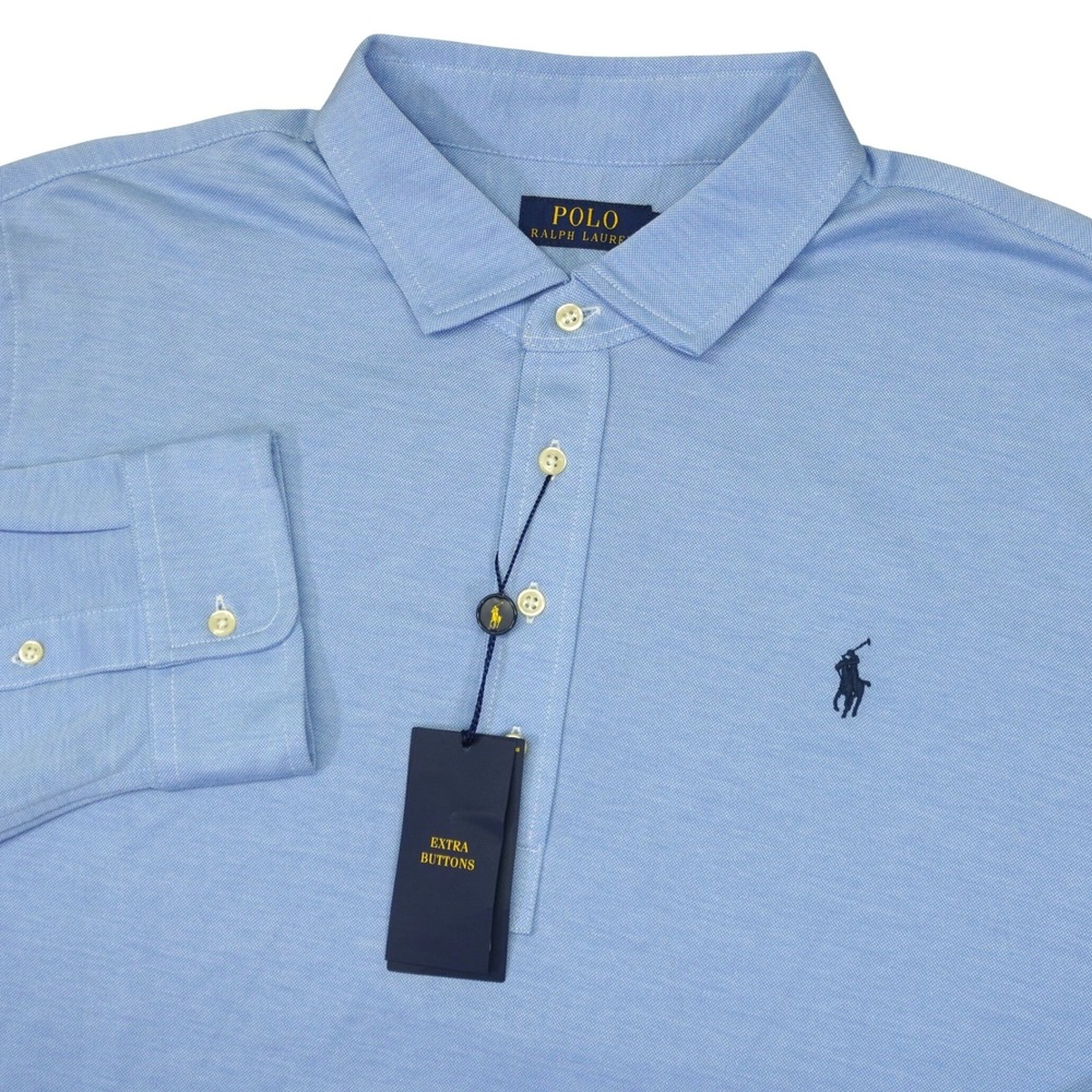 Polo Ralph Lauren Polo Shirt Mens XXL Blue Long Sleeve Cotton Pony Soft Preppy